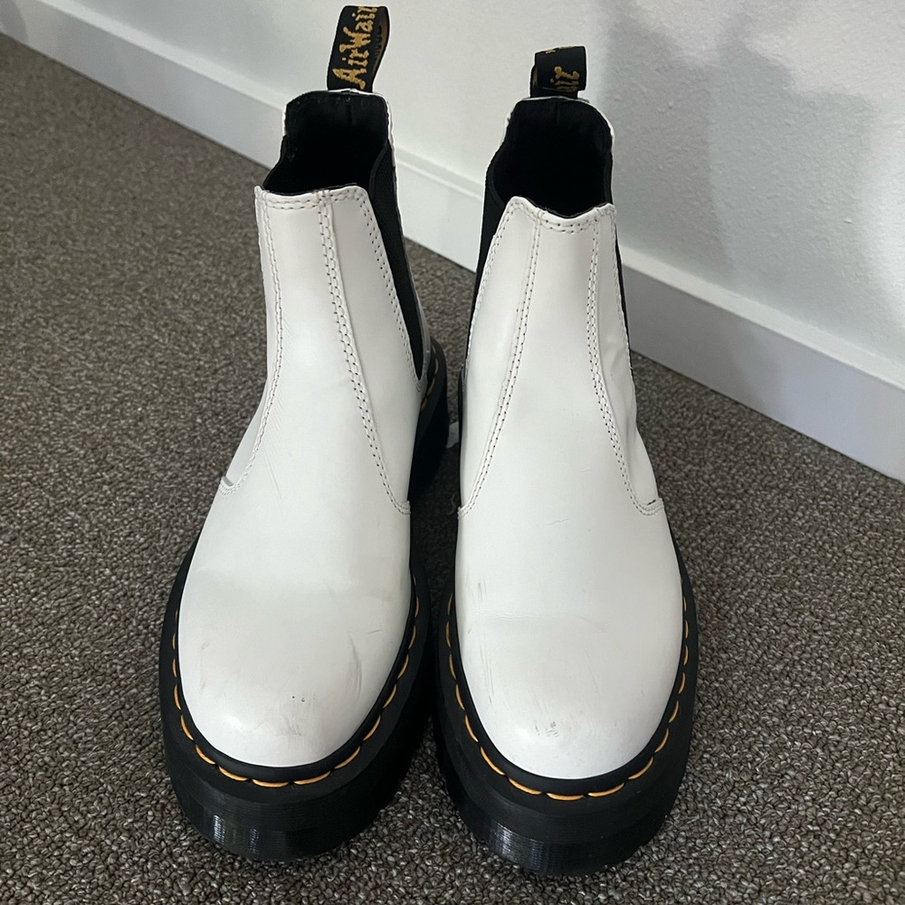 Size 8 white doc martens slip on